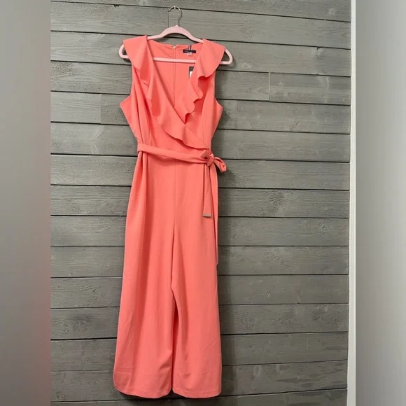 SWEET NWT Tommy Hilfiger Sleeveless Ruffled Jumpsuit Sz 14 - Picture 3 of 8